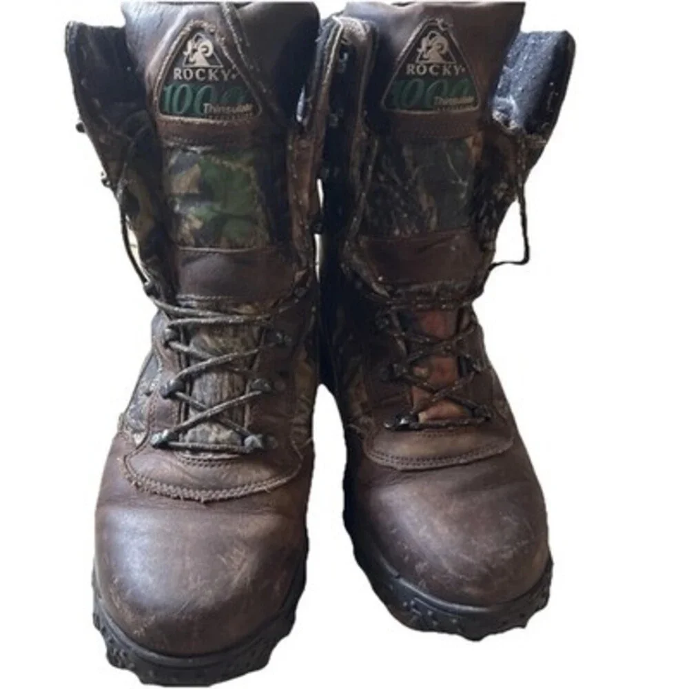 Rocky Men's 1000 Thinsulate Insulation Waterproof Camo Outdoor Boots Sz 10M
